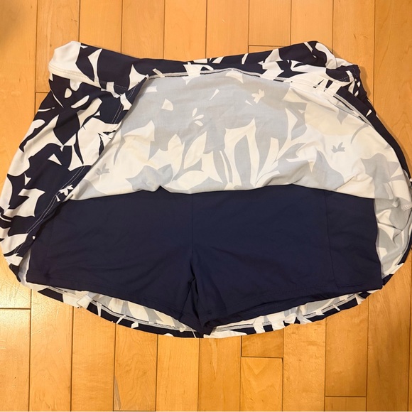 Anne Cole Navy and White Hidden Pockets Floral Swim Skirt - Picture 2 of 10